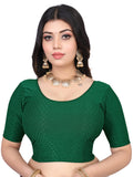 NIJER FASHION Women's Readymade Stretchable Round Neck Half Sleeve Saree Blouse