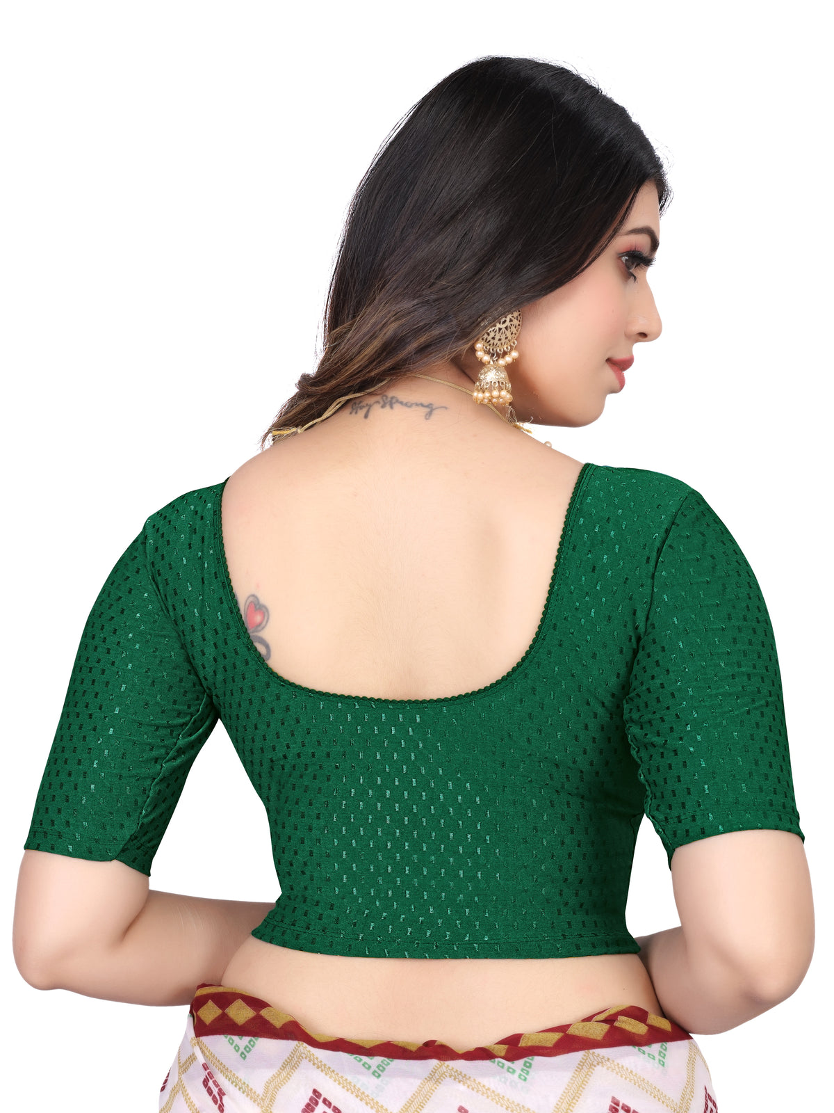 NIJER FASHION Women's Readymade Stretchable Round Neck Half Sleeve Saree Blouse