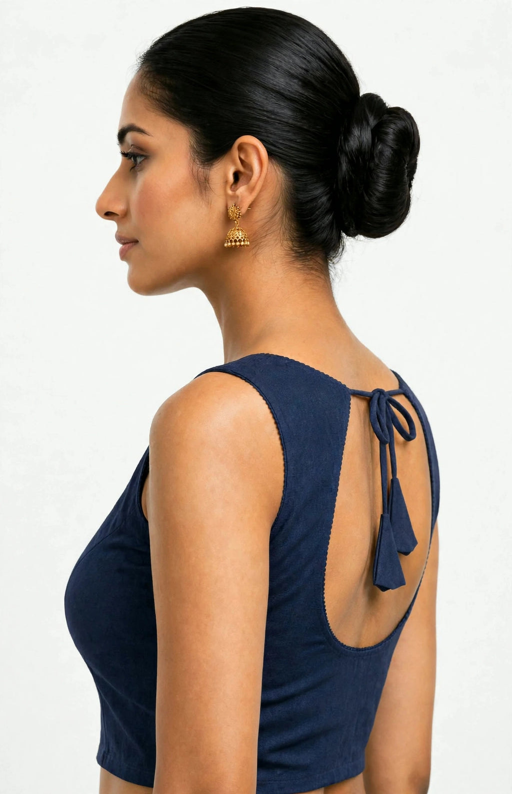 NIJER FASHION Women's Readymade Sleeveless Deep U Back Dori Saree Blouse