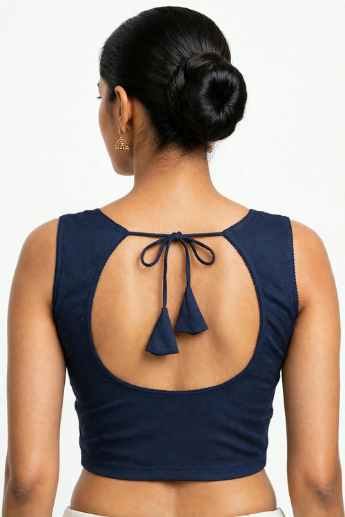 NIJER FASHION Women's Readymade Sleeveless Deep U Back Dori Saree Blouse
