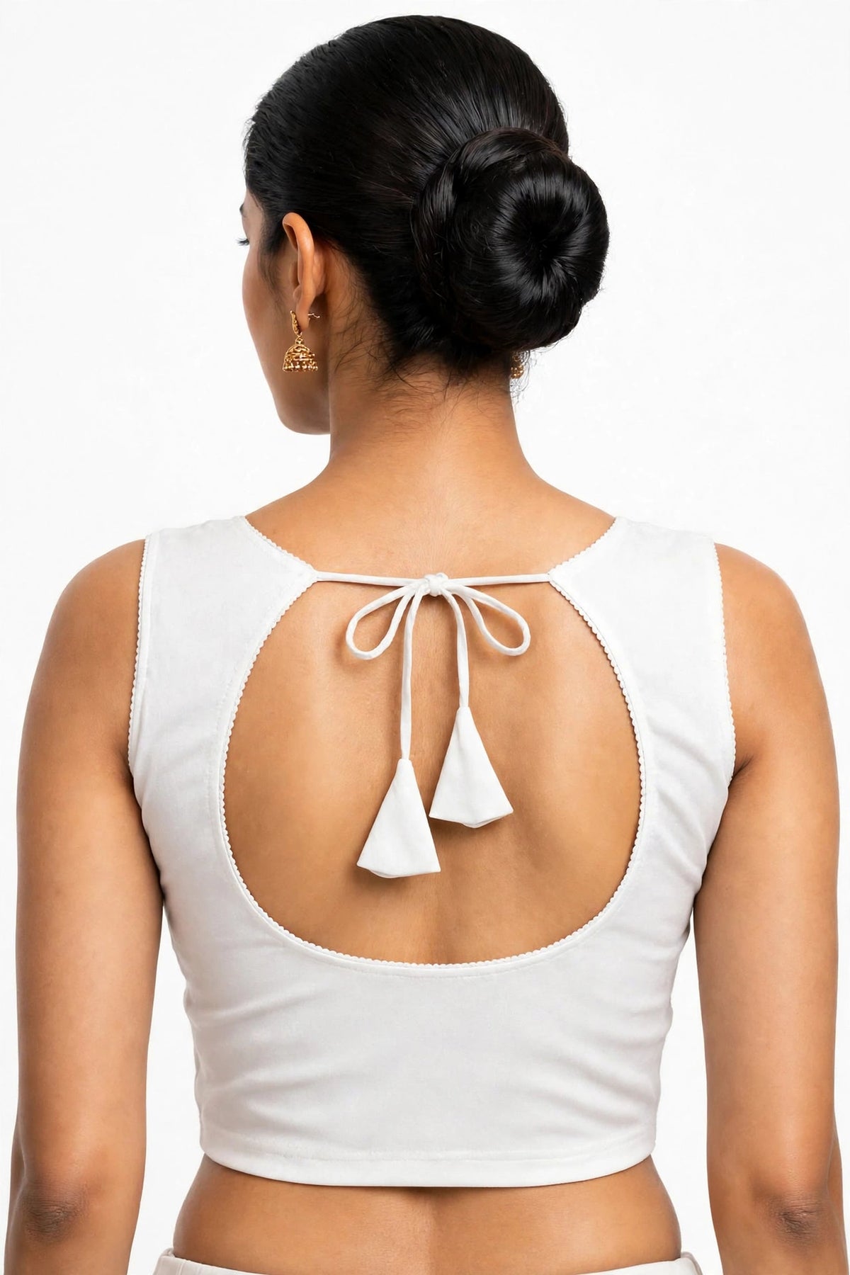 NIJER FASHION Women's Readymade Sleeveless Deep U Back Dori Saree Blouse