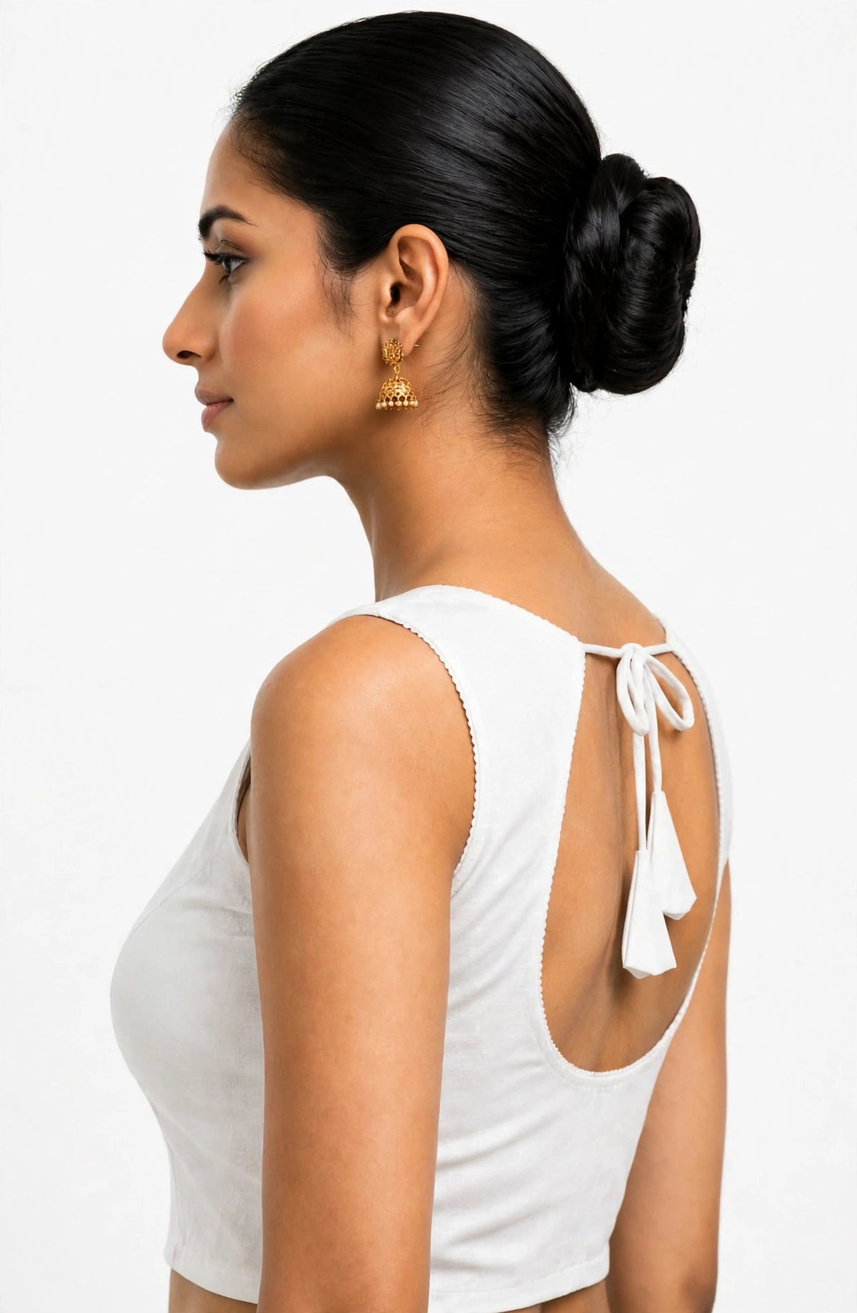 NIJER FASHION Women's Readymade Sleeveless Deep U Back Dori Saree Blouse
