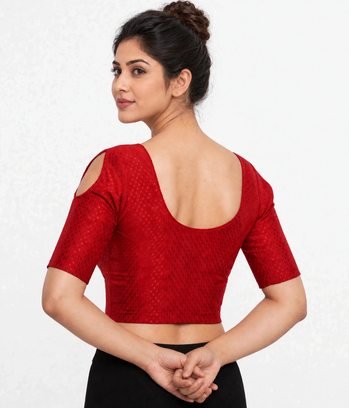 NIJER FASHION Women's Readymade Stretchable Shoulder Cut Round Neck Half Sleeve Saree Blouse – Multicolour