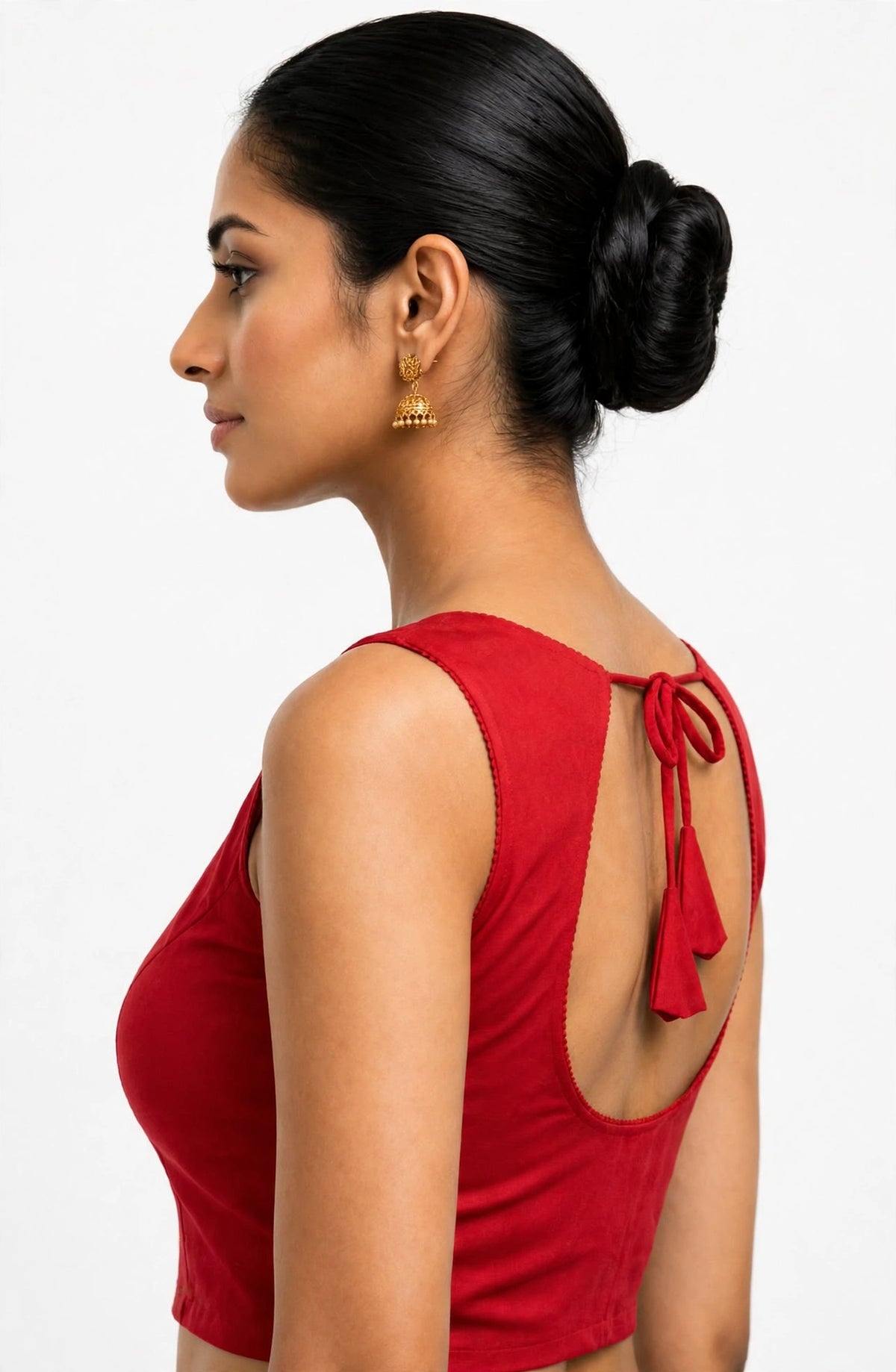 NIJER FASHION Women's Readymade Sleeveless Deep U Back Dori Saree Blouse