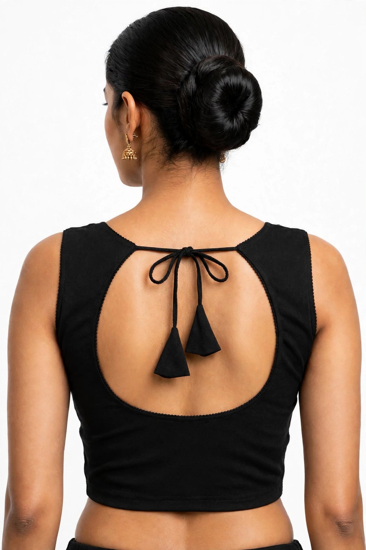 NIJER FASHION Women's Readymade Sleeveless Deep U Back Dori Saree Blouse