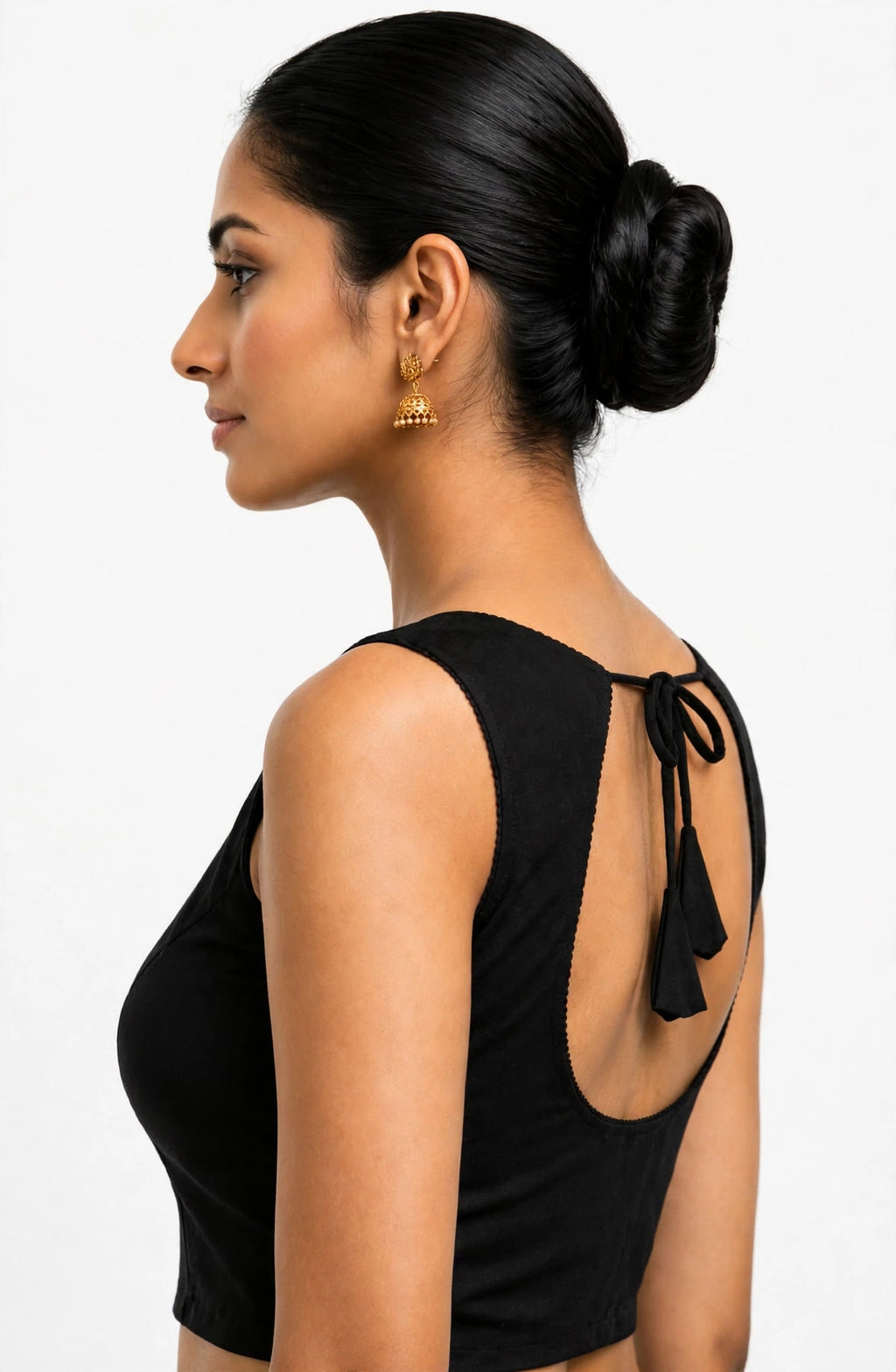 NIJER FASHION Women's Readymade Sleeveless Deep U Back Dori Saree Blouse