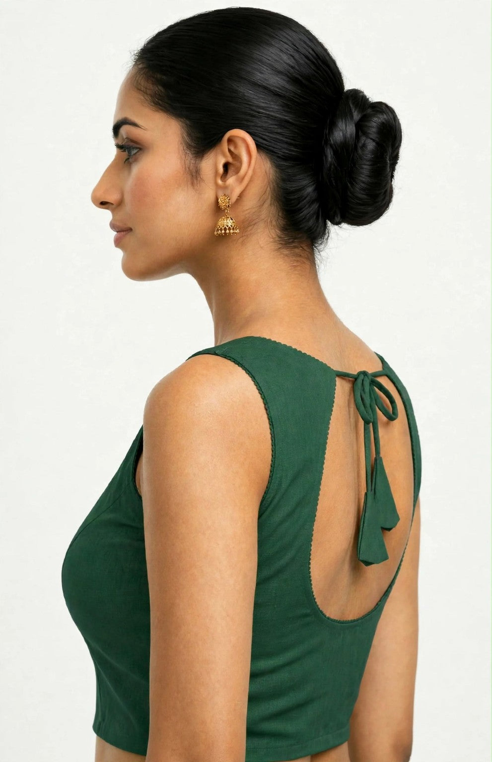NIJER FASHION Women's Readymade Sleeveless Deep U Back Dori Saree Blouse