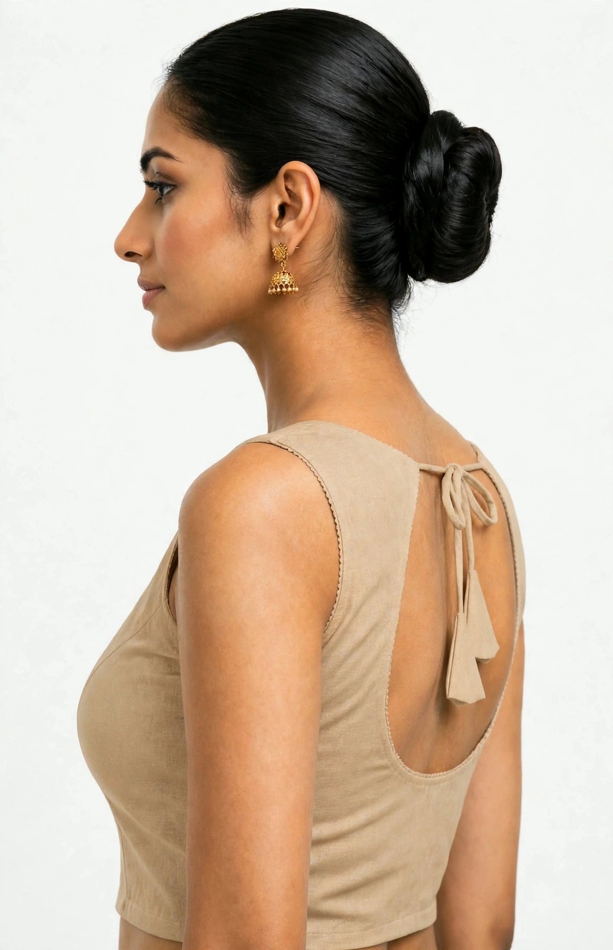 NIJER FASHION Women's Readymade Sleeveless Deep U Back Dori Saree Blouse