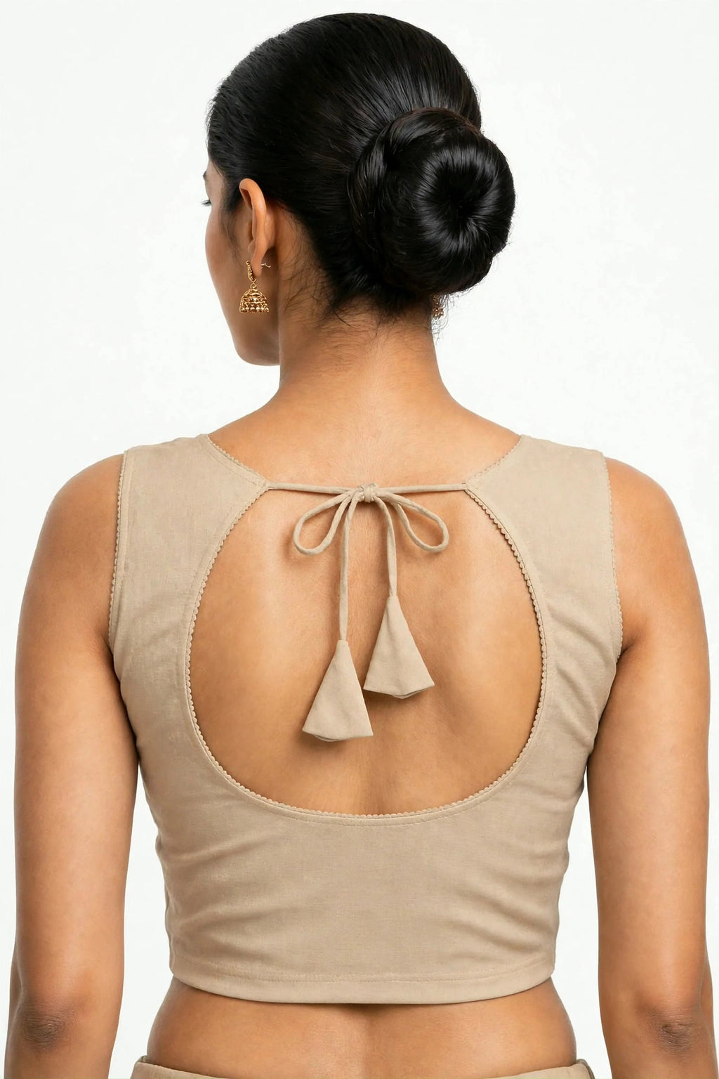 NIJER FASHION Women's Readymade Sleeveless Deep U Back Dori Saree Blouse